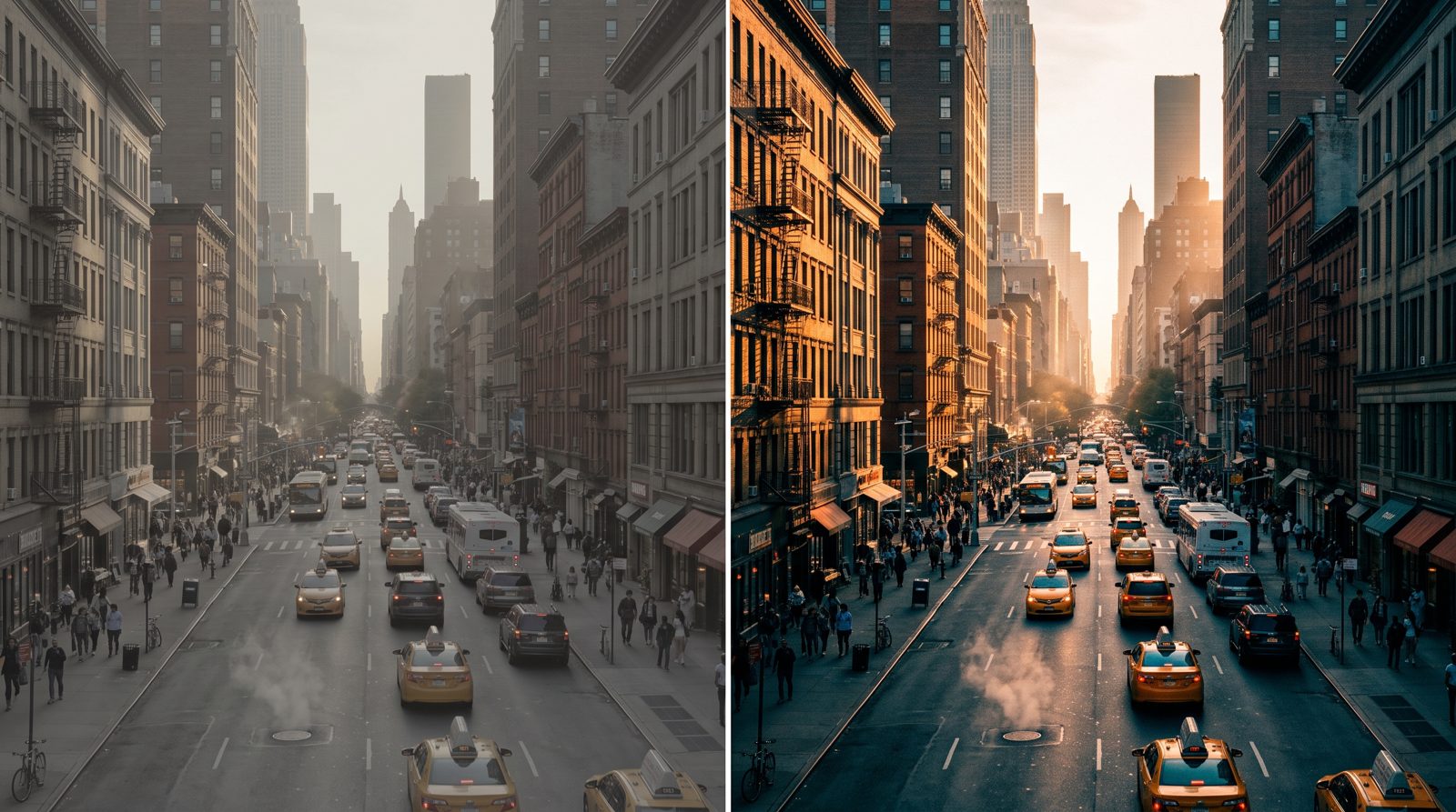 Antes e depois com LUT de cor